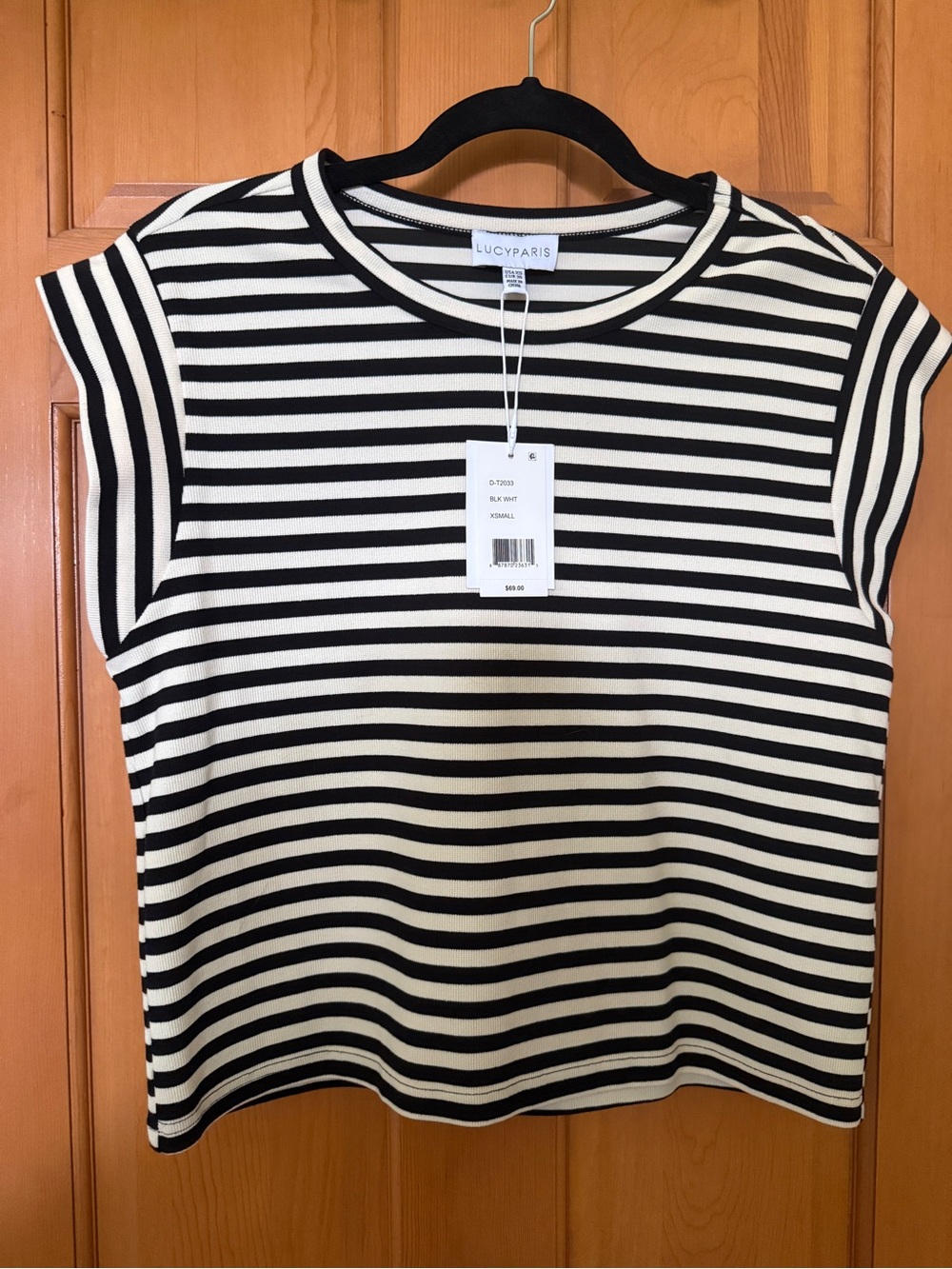 Lucy Paris NWT Black & White Striped Knit Top | Parisian Chic